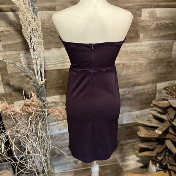 Bishop & Young strapless bodycon dress in deep plum color - M - Picture 6 of 9